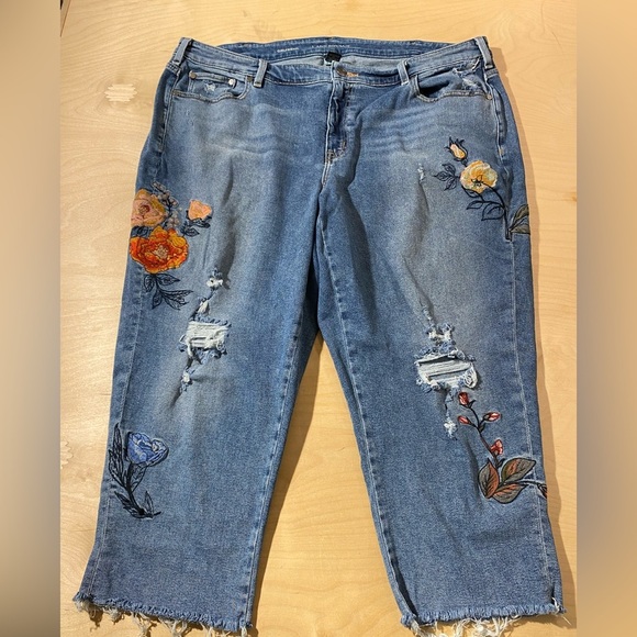 Lane Bryant Girlfriend Embroidered Blue Ankle Jeans 22R (IY) - Picture 2 of 10
